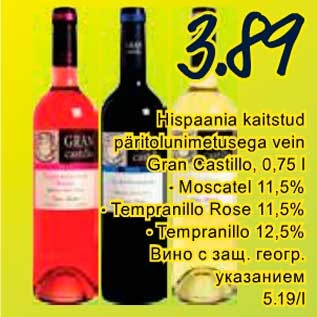 Allahindlus - Hispaania kaitstud päritolunimetusega vein Gran Castillo, 0,75 l