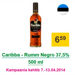 Allahindlus - Caribba - Rumm Negro 37,5% 500 ml