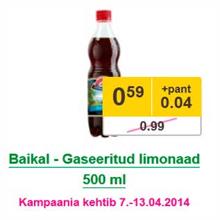 Allahindlus - Baikal - Gaseeritud limonaad 500 ml