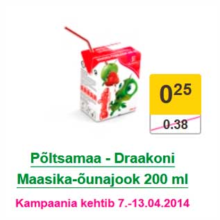 Allahindlus - Põltsamaa - Draakoni Maasika-õunajook 200 ml