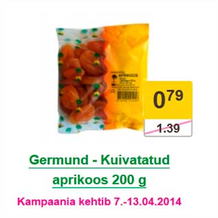 Allahindlus - Germund - Kuivatatud aprikoos 200 g