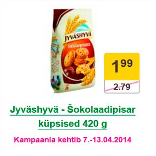 Allahindlus - Jyväshyvä - Šokolaadipisar küpsised 420 g