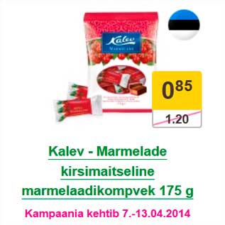 Allahindlus - Kalev - Marmelade kirsimaitseline marmelaadikompvek 175 g