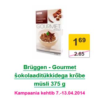 Allahindlus - Brüggen - Gourmet šokolaaditükkidega krõbe müsli 375 g