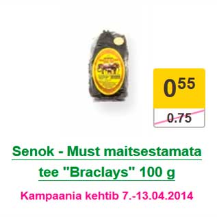 Allahindlus - Senok - Must maitsestamata tee "Braclays" 100 g