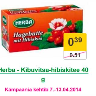 Allahindlus - Herba - Kibuvitsa-hibiskitee 40 g