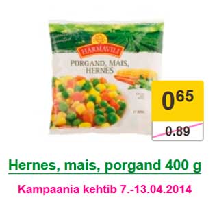 Allahindlus - Hernes, mais, porgand 400 g