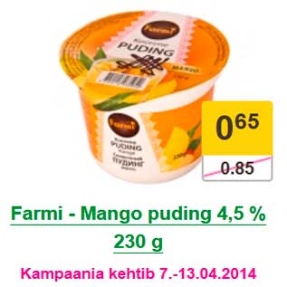 Allahindlus - Farmi - Mango puding 4,5 % 230 g