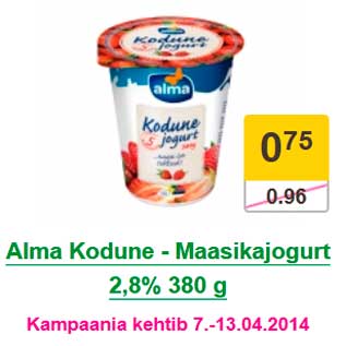 Allahindlus - Alma Kodune - Maasikajogurt 2,8% 380 g