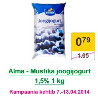 Allahindlus - Alma - Mustika joogijogurt 1,5% 1 kg