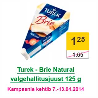 Allahindlus - Turek - Brie Natural valgehallitusjuust 125 g