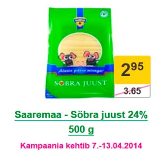 Allahindlus - Saaremaa - Söbra juust 24% 500 g