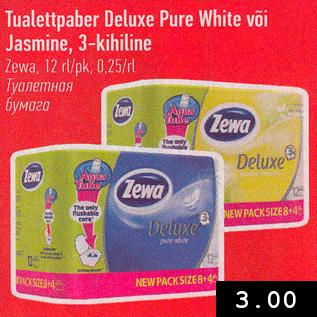 Allahindlus - Tualettpaber Deluxe Pure Ehite või Jasmine, 3-kihiline