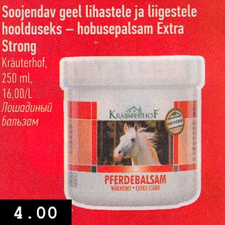 Allahindlus - Soojendav geel lihastele ja liigestele hoolduseks - hobusepalsam Extra Strong