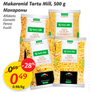 Allahindlus - Makaronid tartu Mill, 500 g