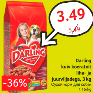 Allahindlus - Darling kuiv koeratoit liha- ja juurviljadega, 3 kg