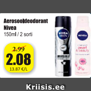 Allahindlus - Aerosooldeodorant Nivea