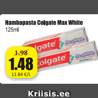 Allahindlus - Hambapasta Colgate Max White 125 ml