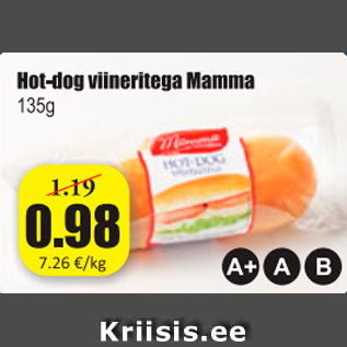 Allahindlus - Hot-dog viineritega Mamma 135 g