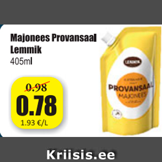 Allahindlus - Majonees Provansaal Lemmik 405 ml