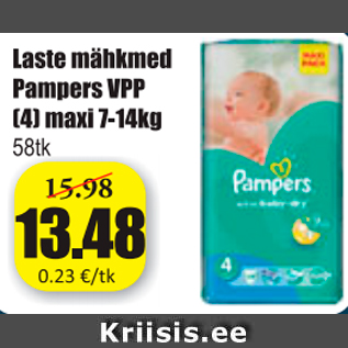 Allahindlus - Laste mähkmed Pampers VPP