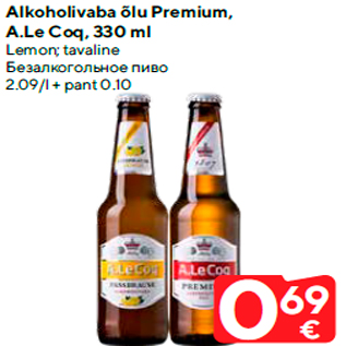 Allahindlus - Alkoholivaba õlu Premium, A.Le Coq, 330 ml