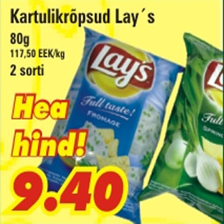 Allahindlus - Kartulikrõpsud Lays