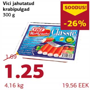 Allahindlus - Vici jahutatud krabipulgad 300 g