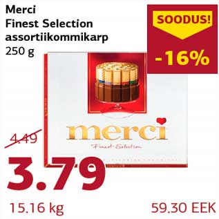 Allahindlus - Merci Finest Selection assortiikommikarp 250 g