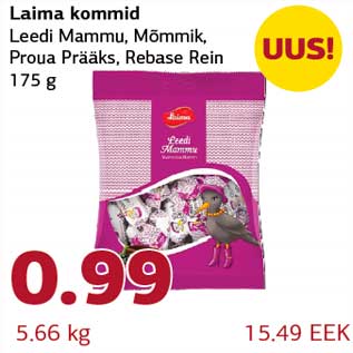 Allahindlus - Laima kommid Leedi Mammu, Mõmmik, Proua Prääks, Rebase Rein 175 g