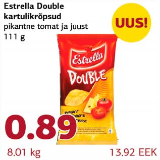 Allahindlus - Estrella Double kartulikrõpsud pikantne tomat ja juust 111 g