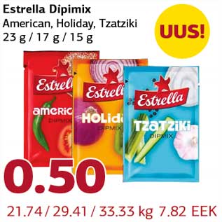 Allahindlus - Estrella Dipimix American, Holiday, Tzatziki 23 g / 17 g / 15 g