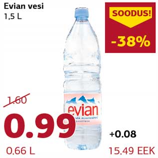 Allahindlus - Evian vesi 1,5 L