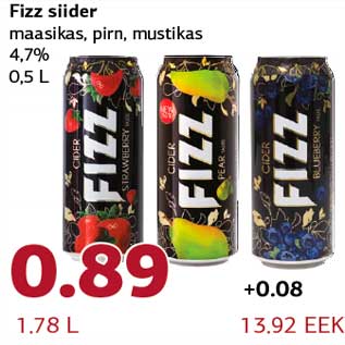 Allahindlus - Fizz siider maasikas, pirn, mustikas 4,7% 0,5 L