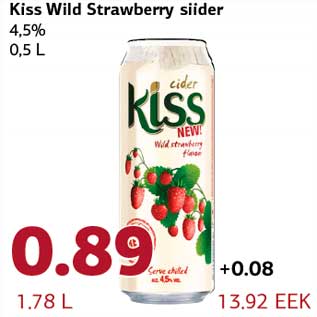 Allahindlus - Kiss Wild Strawberry siider 4,5% 0,5 L