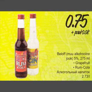 Allahindlus - Beloff (muu alkohoolne jook) 5%, 275 ml . Grapefruit . Rum-Соtа