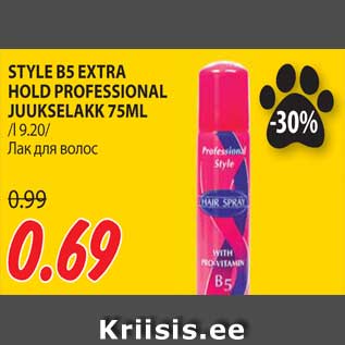 Allahindlus - STYLE B5 EXTRA HOLD PROFESSIONAL JUUKSELAKK 75ML