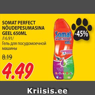 Allahindlus - SOMAT PERFECT NÕUDEPESUMASINA GEEL 650ML