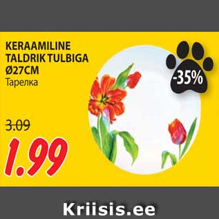 Allahindlus - KERAAMILINE TALDRIK TULBIGA Ø27CM