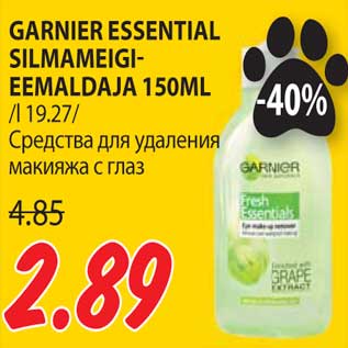 Allahindlus - GARNIER ESSENTIAL SILMAMEIGIEEMALDAJA 150ML