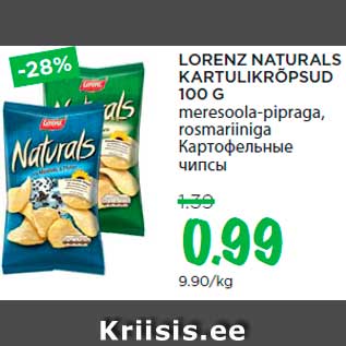 Allahindlus - LORENZ NATURALS KARTULIKRÕPSUD 100 G