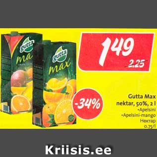 Allahindlus - Gutta Max -27% nektar, 50%, 2 l