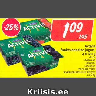 Allahindlus - Activia funktsionaalne jogurt, 4 x 120 g