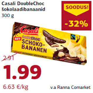 Allahindlus - Casali DoubleChoc šokolaadibanaanid 300 g