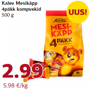 Allahindlus - Kalev Mesikäpp 4päkk kompvekid 500 g