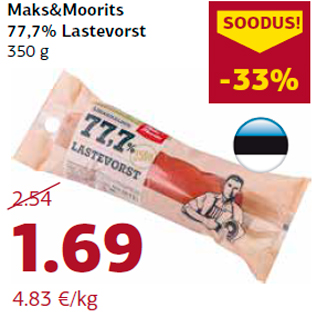 Allahindlus - Maks&Moorits 77,7% Lastevorst 350 g