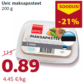 Allahindlus - Uvic maksapasteet 200 g