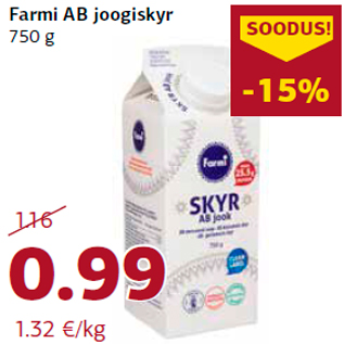 Allahindlus - Farmi AB joogiskyr 750 g