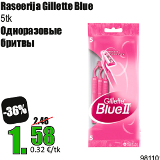 Allahindlus - Raseerija Gillette Blue 5tk