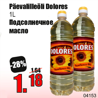 Allahindlus - Päevalilleõli Dolores 1L